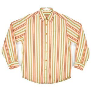 Indigo Palms Striped 70's Style Dress Shirt Men's Size M Multi Color Long Sleeve